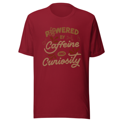 A vintage-style lettering artwork featuring the phrase “Powered by Caffeine and Curiosity” decorated with chemistry symbols, molecules and scientific details. This design captures the restless mind of those who question everything and rely on coffee to keep curiosity alive. Ideal for researchers, lab workers, students, science geeks and caffeine lovers. 