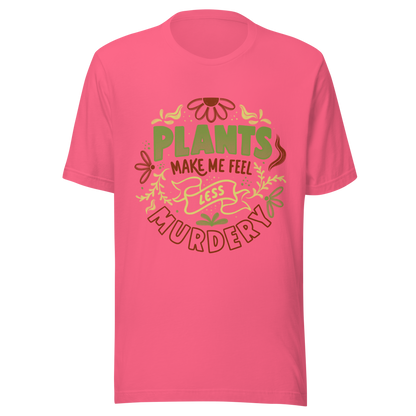This design features leaves and flowers surrounding the bold and humorous phrase ‘Plants Make Me Feel Less Murdery’. It blends cute imagery with acerbic humour, capturing the idea that plants can soothe even the most chaotic moods. Ideal for plant parents who appreciate a clever and slightly sarcastic take on emotional honesty.