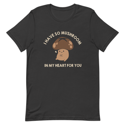 A chubby mushroom with a big smile and a tiny heart sits happily under the phrase “I have so mushroom in my heart for you”. This playful pun combines cuteness and affection in the most charming way possible. Perfect for nature lovers, pun fans, and anyone who enjoys a touch of adorable humor.