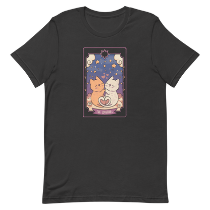A charming tarot card featuring two adorable kittens snuggled together, their tails forming a heart shape. Below the kittens, you'll find the text "The Lovers" beautifully written. This delightful card makes for a wonderful gift for mystics who adore kittens and enjoy the world of tarot.