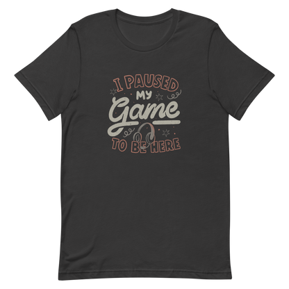 This design features the phrase “I Paused My Game To Be Here” in a bold vintage-style lettering with a headset illustration. It perfectly captures the eternal struggle between gaming and social life with a touch of humor. Ideal for gamers, streamers, and anyone who’d rather be playing.