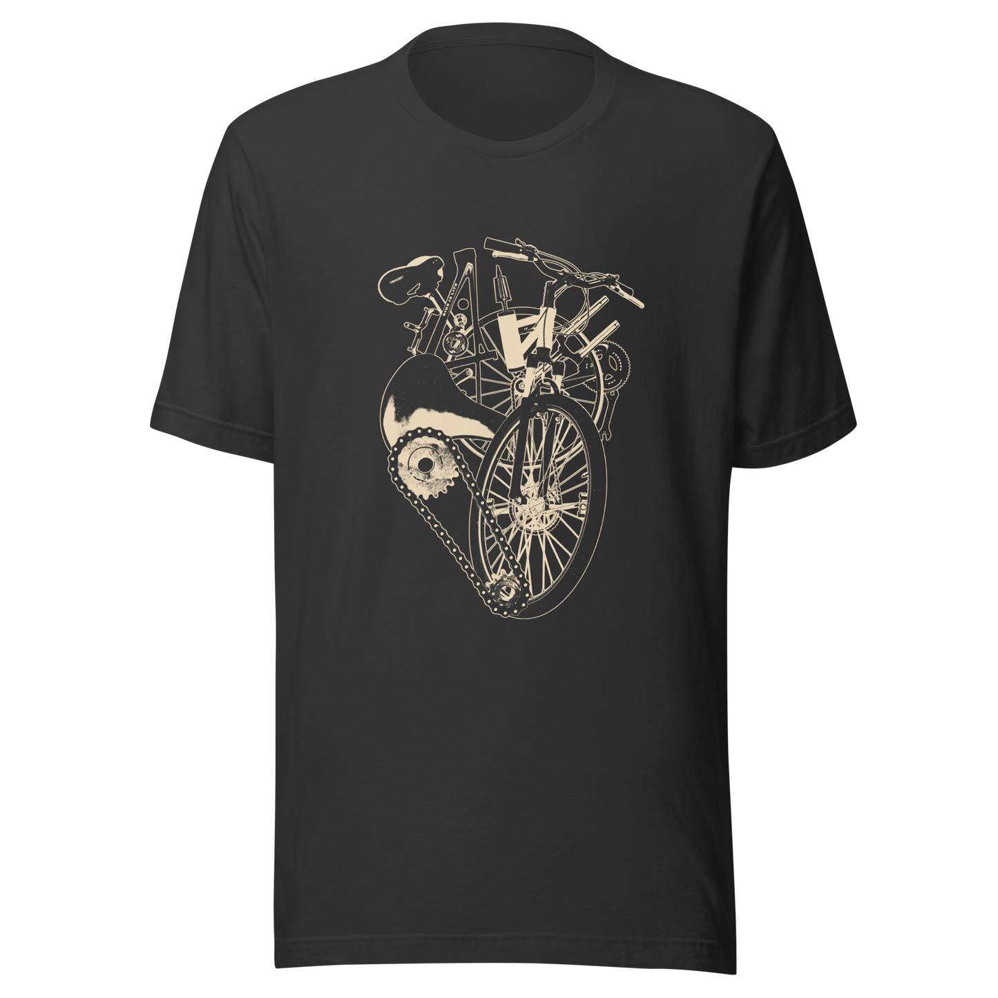 A single-colour artwork that forms an anatomical heart crafted entirely from bicycle parts, including wheels, handlebars, chains and other mechanical details. A clean and minimalist composition that blends creativity with a love for cycling. Perfect for cyclists, bike enthusiasts and anyone passionate about life on two wheels.
