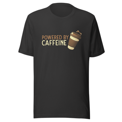 A steaming coffee cup tilts playfully beside the phrase “Powered by Caffeine,” written in bold, vintage-style lettering. This design perfectly captures the spirit of those who run entirely on coffee and determination. Ideal for caffeine lovers, coffee addicts and anyone who can’t start the day without their favorite brew.