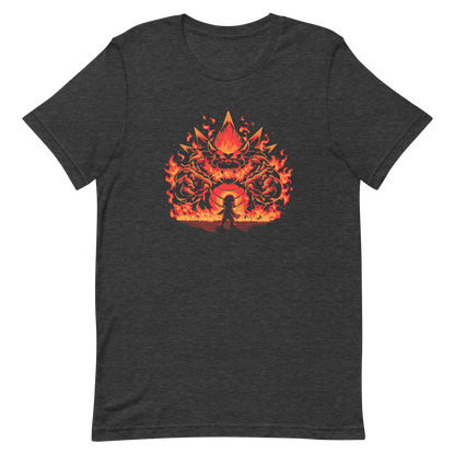 A tiny hero faces a furious, flaming boss way out of his pay grade. Explosive action, fiery humor, and a nod to those epic final battles in classic games.