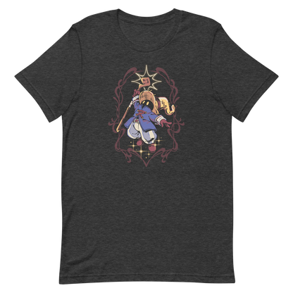 A mysterious dark mage casts a glowing spell with flair, surrounded by magical sparkles and arcane energy. A tribute to classic RPG wizards and their timeless charm.