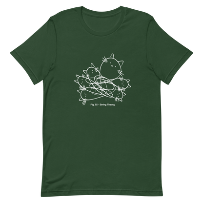 A group of cute kittens tangled in strings, as if playing with yarn. This design visually plays on the concept of "String Theory," blending science and humor. Ideal for cat lovers, science buffs, and anyone who enjoys fun and clever prints.