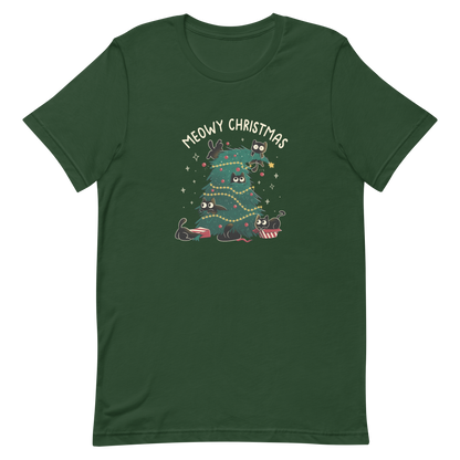 A Christmas tree full of black kittens hanging from it as if they were playing with it, an art that plays on how cats love Christmas trees. A perfect gift for anyone who loves Christmas and cats.