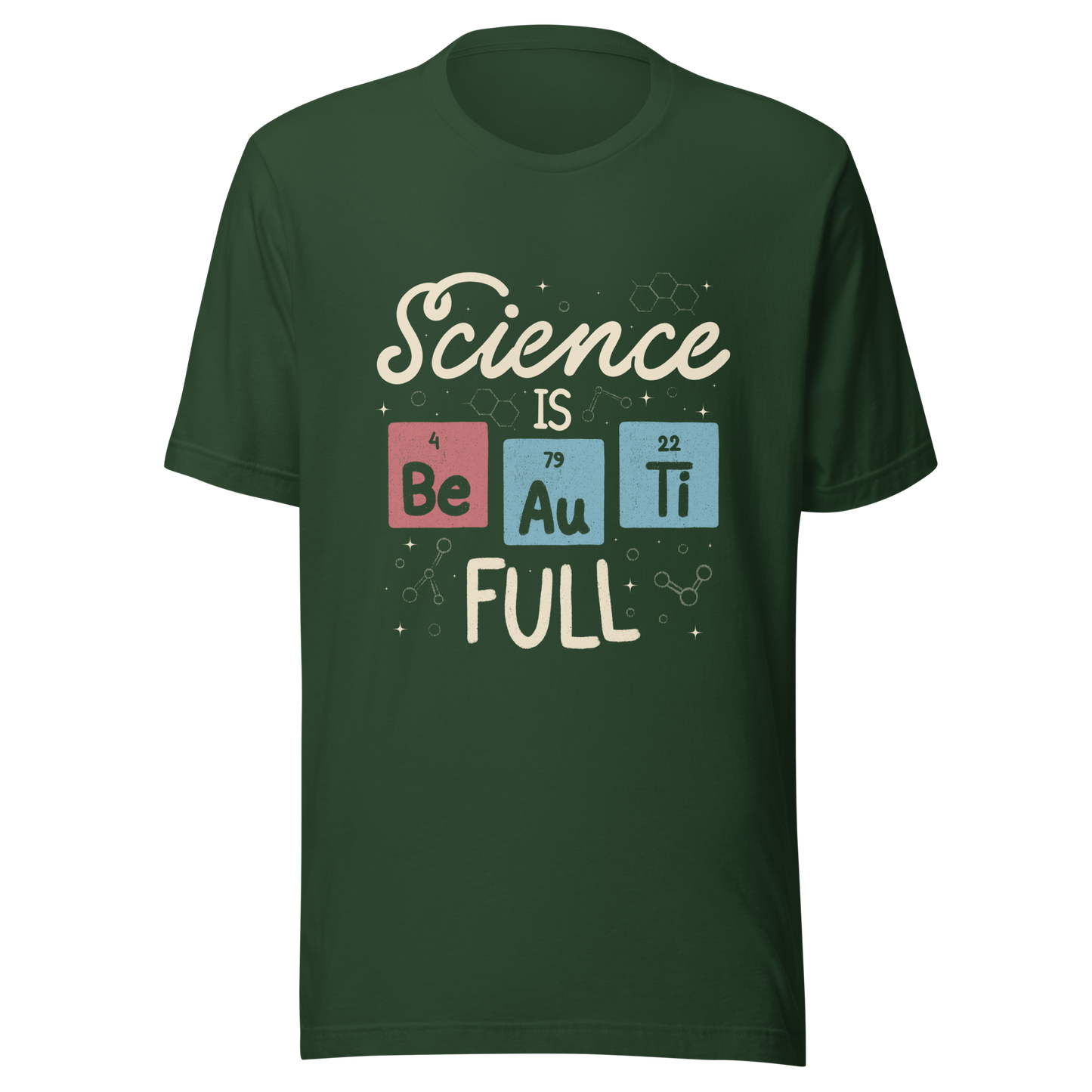 A lettering piece featuring the phrase "Science is Be Au Ti Full," with Be, Au, and Ti cleverly represented as chemical elements from the periodic table. A fun and playful artwork, perfect for anyone who loves science with a touch of humor.