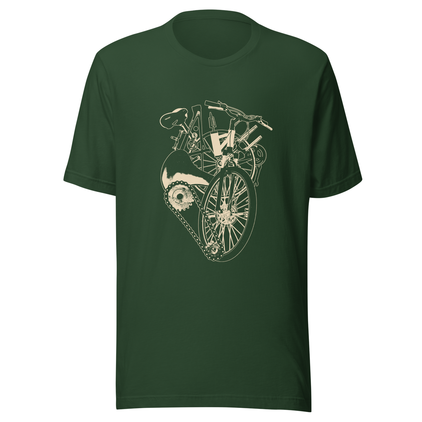A single-colour artwork that forms an anatomical heart crafted entirely from bicycle parts, including wheels, handlebars, chains and other mechanical details. A clean and minimalist composition that blends creativity with a love for cycling. Perfect for cyclists, bike enthusiasts and anyone passionate about life on two wheels.