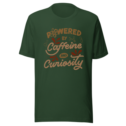 A vintage-style lettering artwork featuring the phrase “Powered by Caffeine and Curiosity” decorated with chemistry symbols, molecules and scientific details. This design captures the restless mind of those who question everything and rely on coffee to keep curiosity alive. Ideal for researchers, lab workers, students, science geeks and caffeine lovers. 