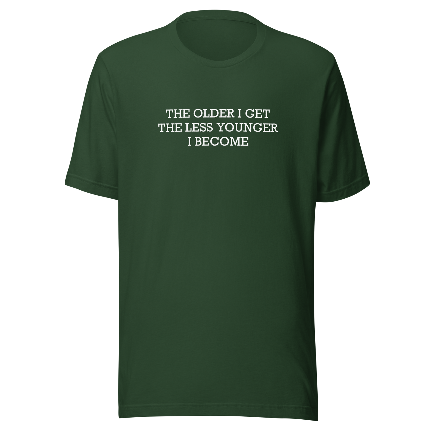 This typographic design features the phrase ‘The older I get the less younger I become’, a funny and ironic take on getting older. A clean and minimalist quote artwork, perfect for fans of sarcastic humor, witty sayings, and relatable designs.