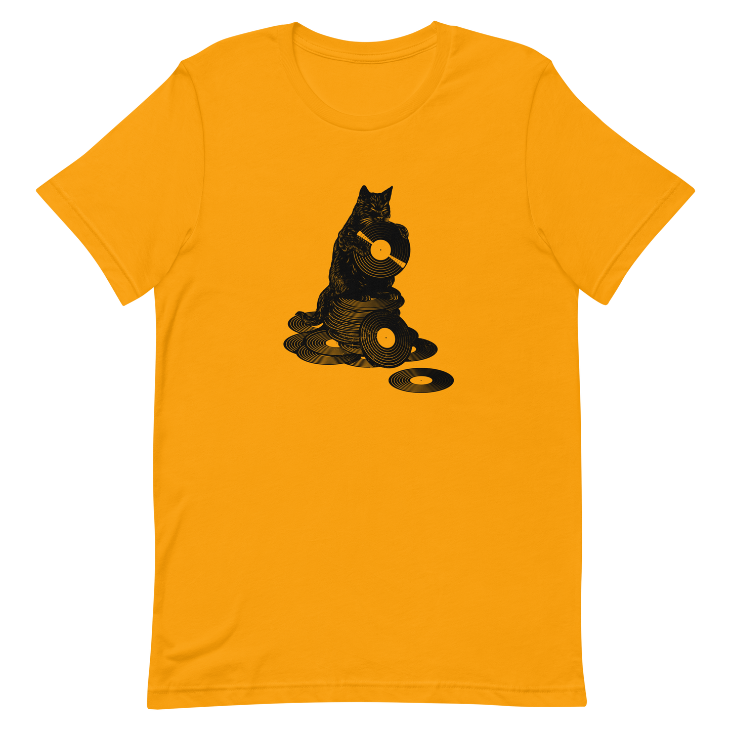 This design features a black cat cozily perched atop a stack of vinyl records, clutching one like it’s pure gold. It’s a tribute to analog lovers, feline charm, and the timeless joy of spinning a record. Perfect for music collectors, cat enthusiasts, and anyone with a nostalgic soul.