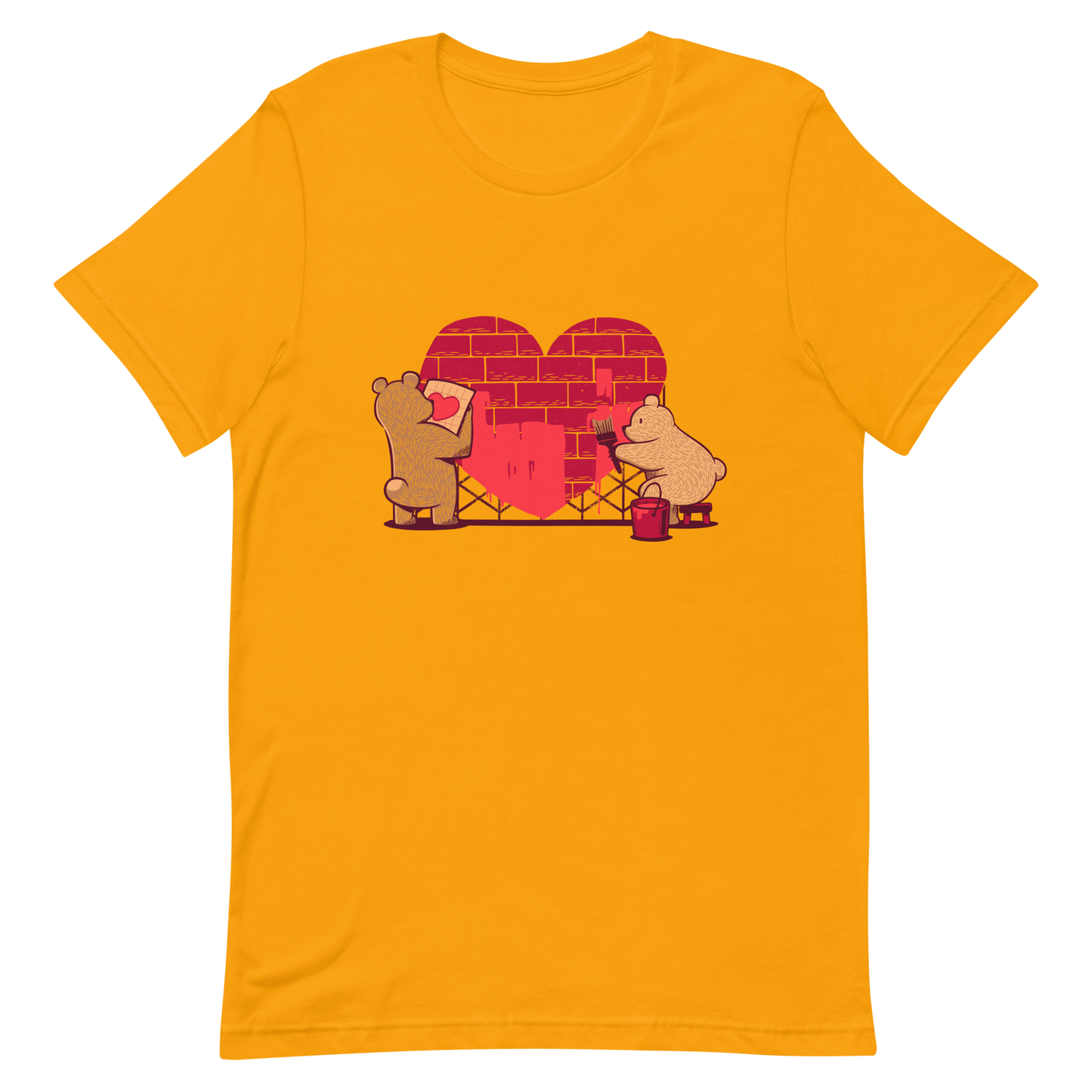 A cute illustration of two bears building and painting a heart, symbolising care, teamwork, and nurturing love. A sweet and playful design, perfect for Valentine’s Day and for anyone who believes love is something you create together.