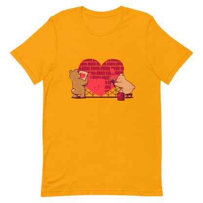 A cute illustration of two bears building and painting a heart, symbolising care, teamwork, and nurturing love. A sweet and playful design, perfect for Valentine’s Day and for anyone who believes love is something you create together.
