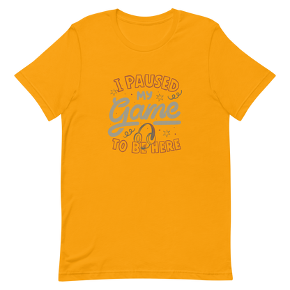 This design features the phrase “I Paused My Game To Be Here” in a bold vintage-style lettering with a headset illustration. It perfectly captures the eternal struggle between gaming and social life with a touch of humor. Ideal for gamers, streamers, and anyone who’d rather be playing.