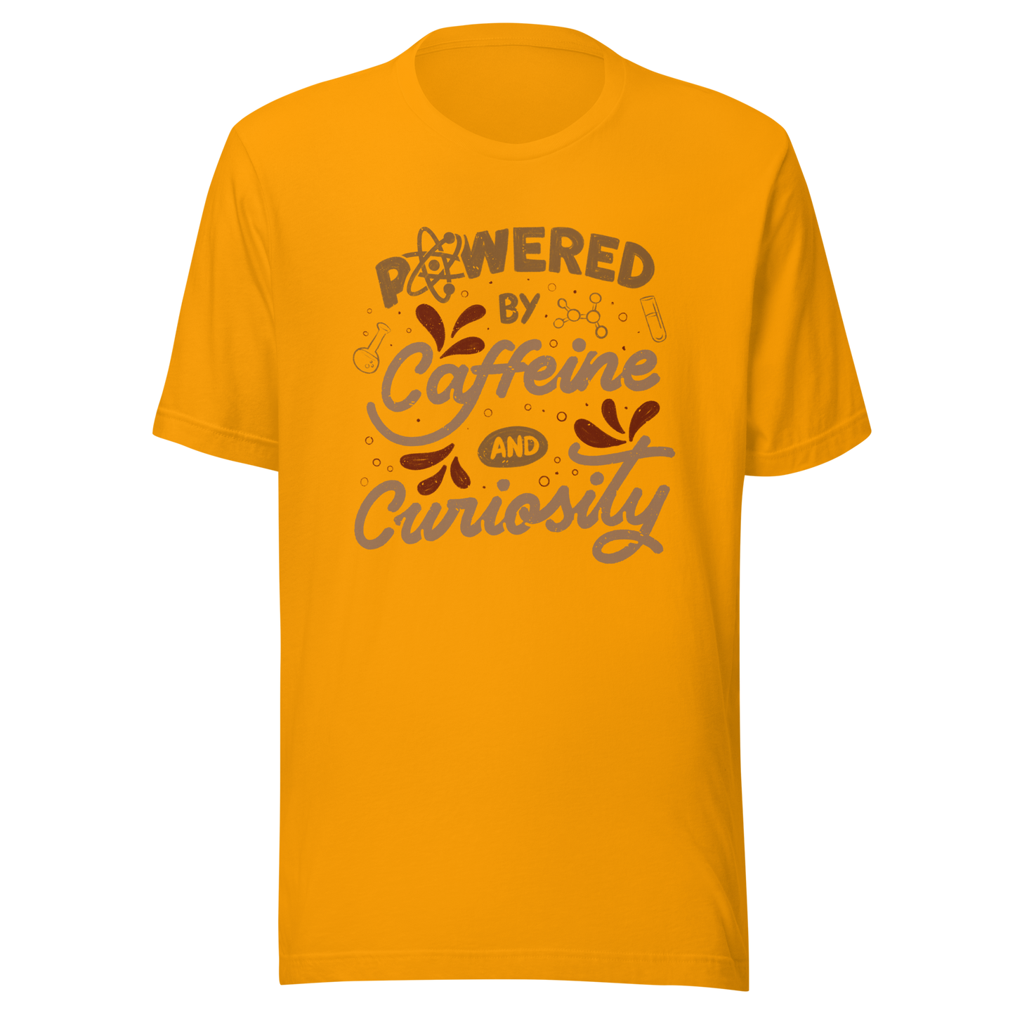 A vintage-style lettering artwork featuring the phrase “Powered by Caffeine and Curiosity” decorated with chemistry symbols, molecules and scientific details. This design captures the restless mind of those who question everything and rely on coffee to keep curiosity alive. Ideal for researchers, lab workers, students, science geeks and caffeine lovers. 