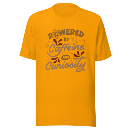 A vintage-style lettering artwork featuring the phrase “Powered by Caffeine and Curiosity” decorated with chemistry symbols, molecules and scientific details. This design captures the restless mind of those who question everything and rely on coffee to keep curiosity alive. Ideal for researchers, lab workers, students, science geeks and caffeine lovers. 