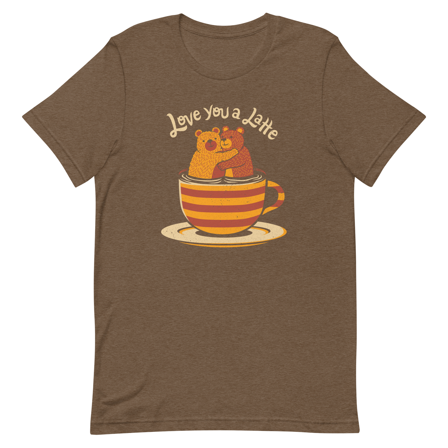 A cute Valentine’s Day illustration featuring two teddy bears hugging inside a cup of black coffee, paired with the phrase “I Love You a Latte”. A sweet and cosy design for coffee lovers, bear fans, and anyone who enjoys playful, romantic humour.

