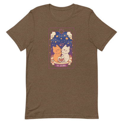 A charming tarot card featuring two adorable kittens snuggled together, their tails forming a heart shape. Below the kittens, you'll find the text "The Lovers" beautifully written. This delightful card makes for a wonderful gift for mystics who adore kittens and enjoy the world of tarot.
