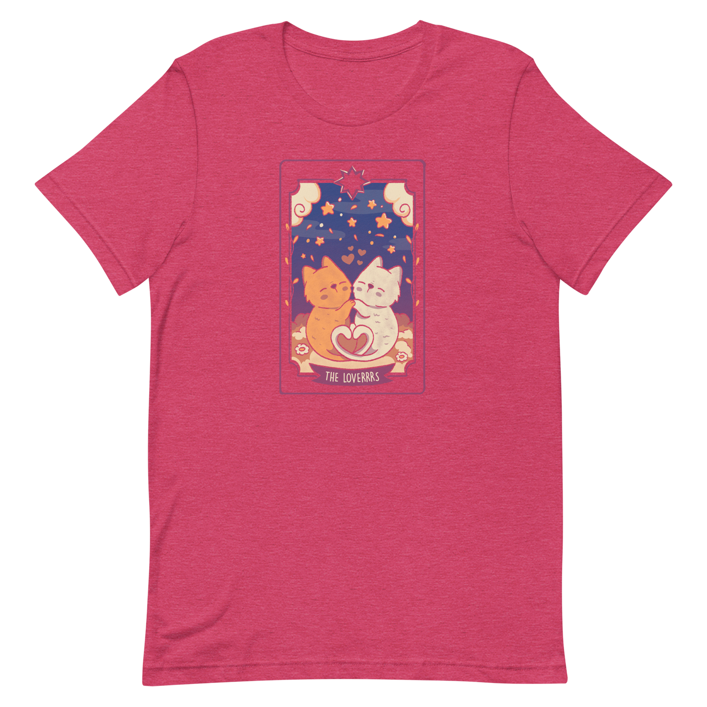 A charming tarot card featuring two adorable kittens snuggled together, their tails forming a heart shape. Below the kittens, you'll find the text "The Lovers" beautifully written. This delightful card makes for a wonderful gift for mystics who adore kittens and enjoy the world of tarot.