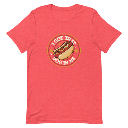 A retro-styled hotdog illustration surrounded by stars with the phrase “I Got That Dog In Me”. It combines humor and vintage design with a playful twist on the popular meme expression. The perfect gift for meme lovers, food enthusiasts, and anyone who enjoys bold, funny, and quirky designs.