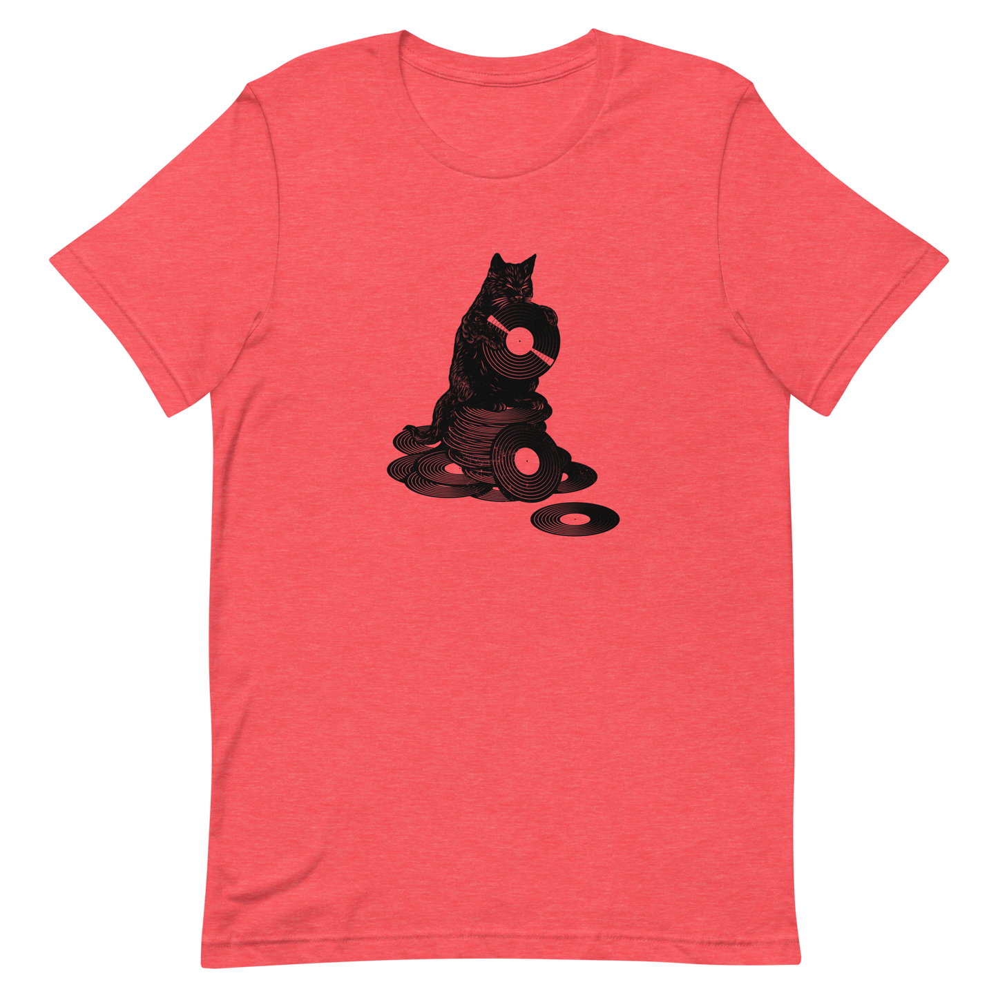 This design features a black cat cozily perched atop a stack of vinyl records, clutching one like it’s pure gold. It’s a tribute to analog lovers, feline charm, and the timeless joy of spinning a record. Perfect for music collectors, cat enthusiasts, and anyone with a nostalgic soul.
