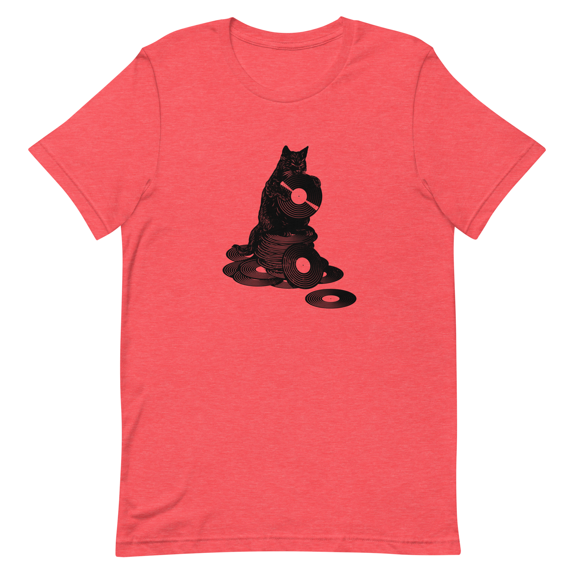 This design features a black cat cozily perched atop a stack of vinyl records, clutching one like it’s pure gold. It’s a tribute to analog lovers, feline charm, and the timeless joy of spinning a record. Perfect for music collectors, cat enthusiasts, and anyone with a nostalgic soul.
