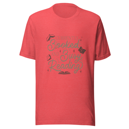A warm hand-lettered typography featuring the phrase ‘Currently Booked and Busy Reading’, accented with delicate book illustrations and subtle sparkles on a dark background. A cozy, elegant design that celebrates the joy of reading, perfect for book lovers, students, introverts, and anyone who would rather be reading.