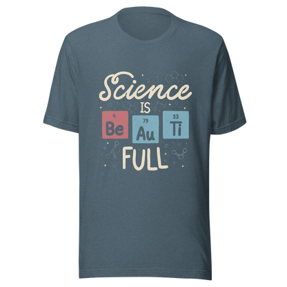 A lettering piece featuring the phrase "Science is Be Au Ti Full," with Be, Au, and Ti cleverly represented as chemical elements from the periodic table. A fun and playful artwork, perfect for anyone who loves science with a touch of humor.