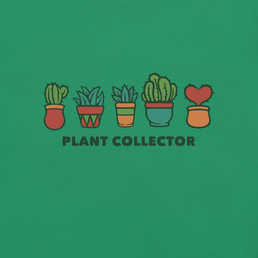 This cute illustration features five potted cacti, each from a different species, including one charming heart shaped cactus. The text “Plant Collector” below adds a playful touch, making it a perfect gift for plant lovers, gardeners, and anyone who can’t resist a little green in their life.