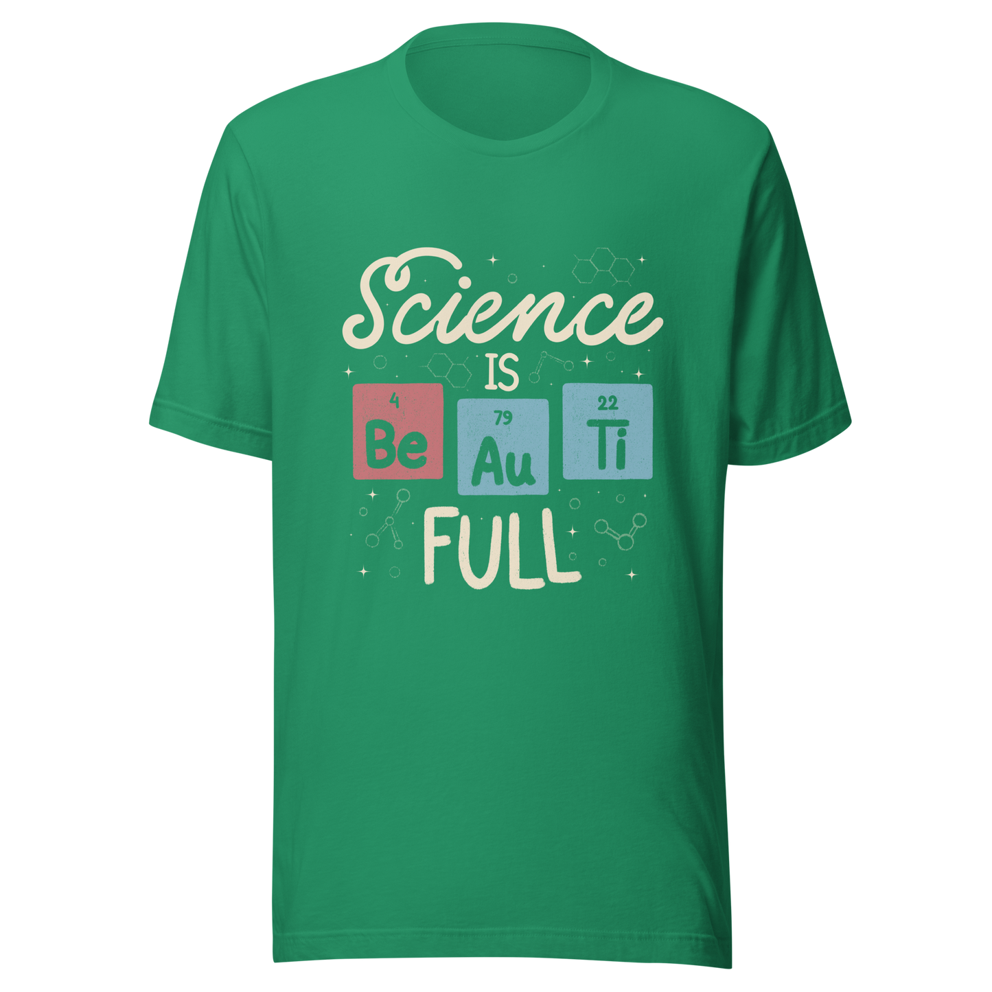 A lettering piece featuring the phrase "Science is Be Au Ti Full," with Be, Au, and Ti cleverly represented as chemical elements from the periodic table. A fun and playful artwork, perfect for anyone who loves science with a touch of humor.