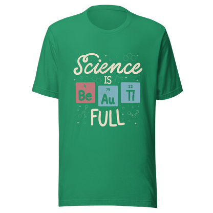 A lettering piece featuring the phrase "Science is Be Au Ti Full," with Be, Au, and Ti cleverly represented as chemical elements from the periodic table. A fun and playful artwork, perfect for anyone who loves science with a touch of humor.