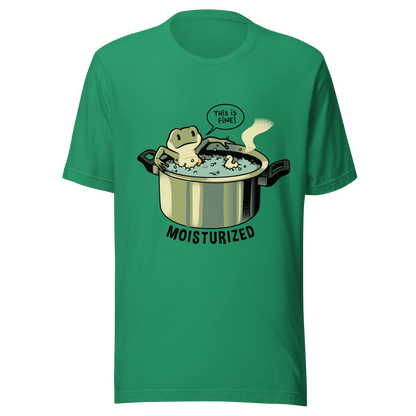 A relaxing frog enjoys a bath in a pot of boiling water while calmly saying, “This is fine”. This artwork combines sarcastic humor with an unexpectedly relaxed vibe. Perfect for frog lovers, memes, irony, and a touch of playful absurdity.