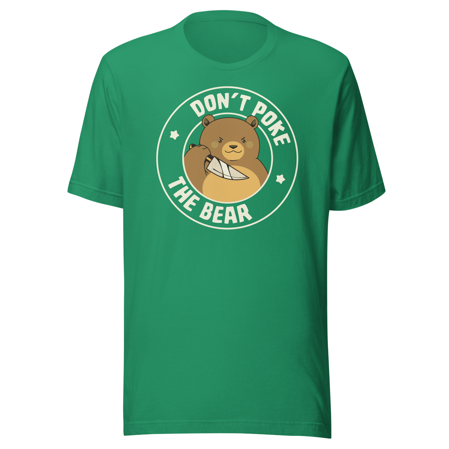 A cute bear with a dark twist, holding a knife and surrounded by the phrase “Don’t Poke The Bear”. This edgy yet adorable design plays with the contrast between sweetness and menace, making it perfect for fans of dark humour, bold artwork and ironic animal illustrations.