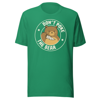 A cute bear with a dark twist, holding a knife and surrounded by the phrase “Don’t Poke The Bear”. This edgy yet adorable design plays with the contrast between sweetness and menace, making it perfect for fans of dark humour, bold artwork and ironic animal illustrations.