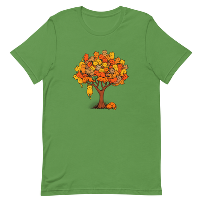 A tree formed by several kittens, some sleeping, others playing. An allusion to where cats come from.