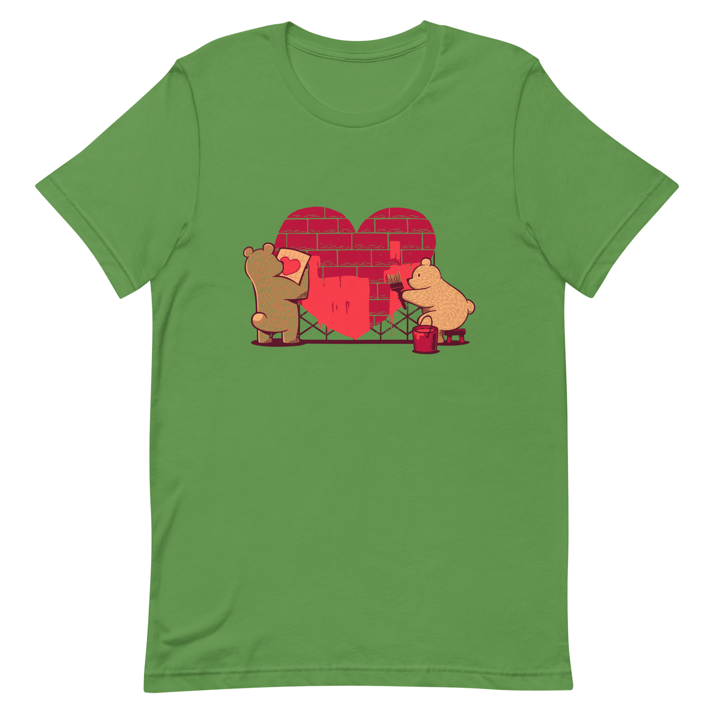 A cute illustration of two bears building and painting a heart, symbolising care, teamwork, and nurturing love. A sweet and playful design, perfect for Valentine’s Day and for anyone who believes love is something you create together.