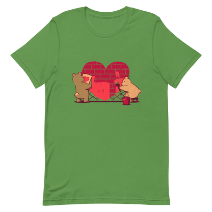 A cute illustration of two bears building and painting a heart, symbolising care, teamwork, and nurturing love. A sweet and playful design, perfect for Valentine’s Day and for anyone who believes love is something you create together.