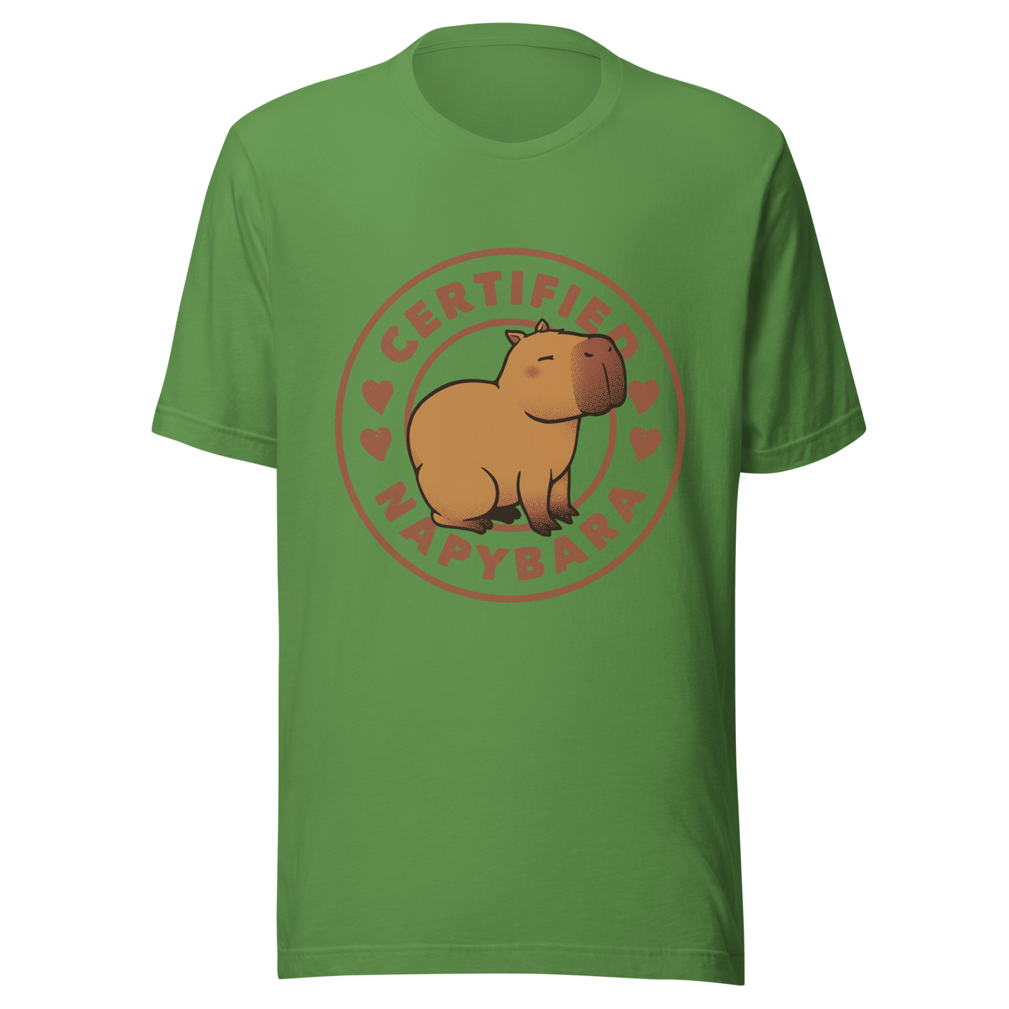 An art piece in warm beige and brown tones featuring a relaxed, sleepy capybara sitting peacefully beside the phrase “Certified Napybara”. A cozy, humorous design perfect for anyone who relates to slow days, loves capybaras, and fully embraces the art of taking naps.
