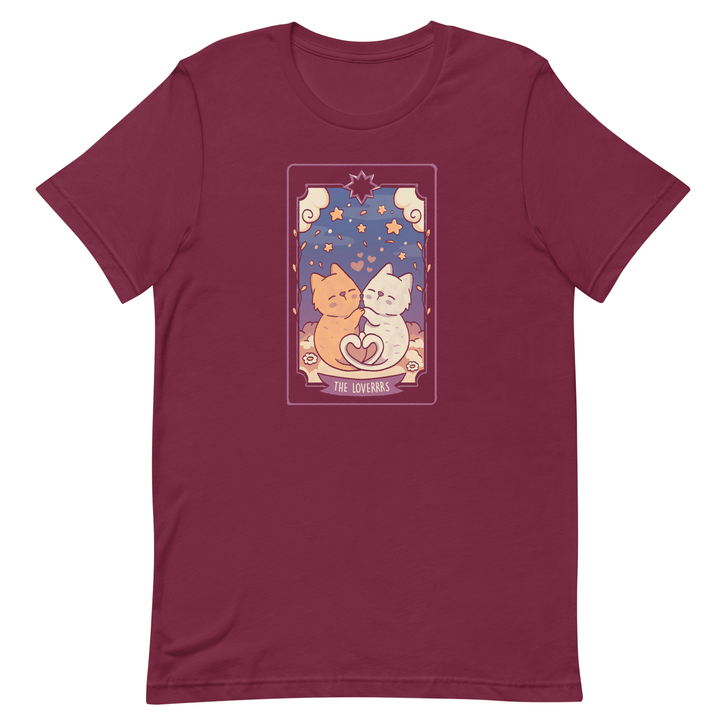 A charming tarot card featuring two adorable kittens snuggled together, their tails forming a heart shape. Below the kittens, you'll find the text "The Lovers" beautifully written. This delightful card makes for a wonderful gift for mystics who adore kittens and enjoy the world of tarot.