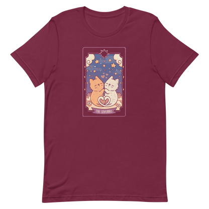 A charming tarot card featuring two adorable kittens snuggled together, their tails forming a heart shape. Below the kittens, you'll find the text "The Lovers" beautifully written. This delightful card makes for a wonderful gift for mystics who adore kittens and enjoy the world of tarot.