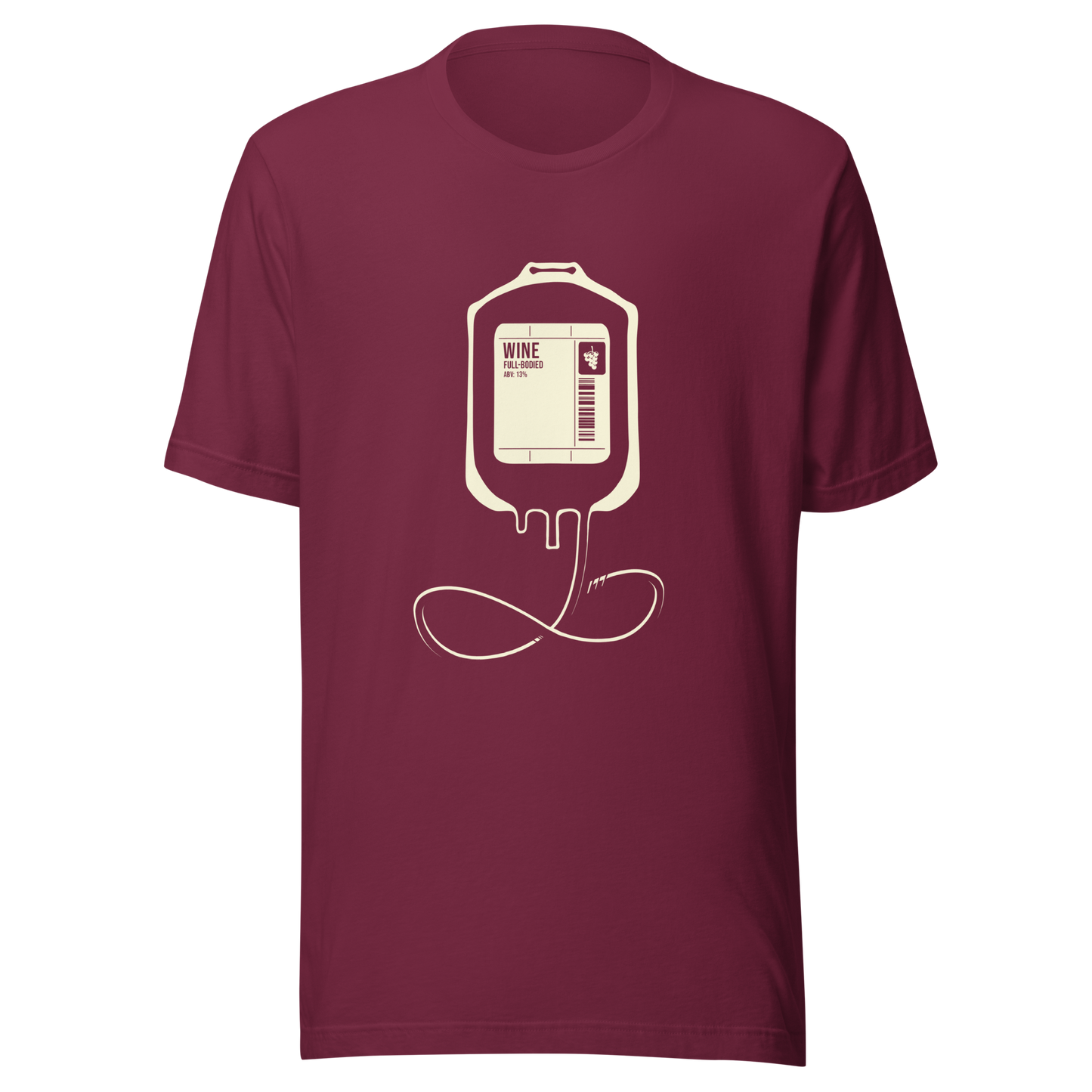 The artwork depicts an infusion pouch stylized as a full wine bag, with a detailed label in shades of cream. It plays on the idea that, for some, wine is almost like an essential fuel. Perfect for wine lovers and fans of sarcastic humor.