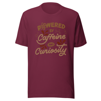A vintage-style lettering artwork featuring the phrase “Powered by Caffeine and Curiosity” decorated with chemistry symbols, molecules and scientific details. This design captures the restless mind of those who question everything and rely on coffee to keep curiosity alive. Ideal for researchers, lab workers, students, science geeks and caffeine lovers. 