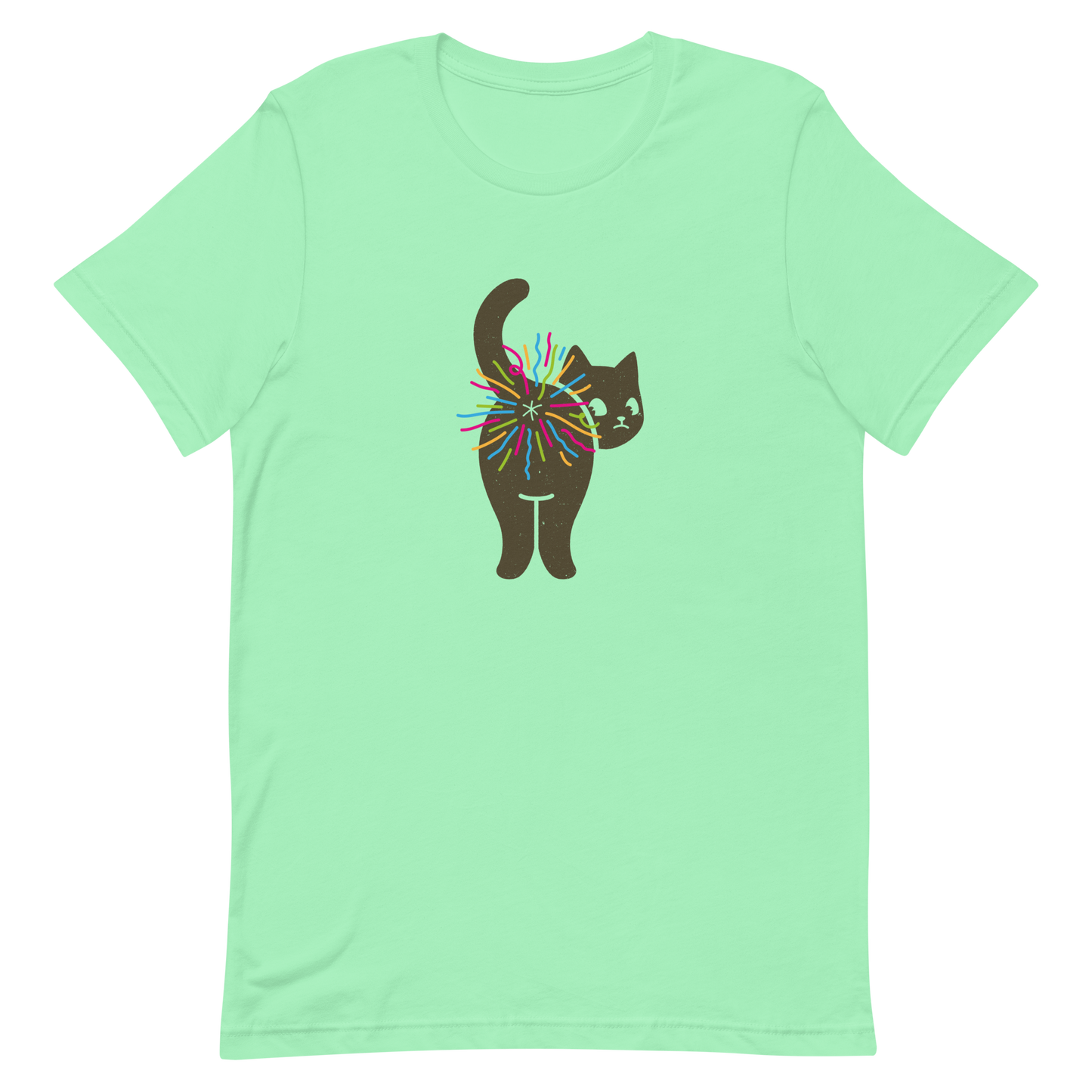A black cat glances back while a rainbow bursts from its butt in a cheeky and colorful way. This artwork is a playful pun that turns a simple fart into a rainbow explosion of humor. Perfect for cat lovers, pun fans, and anyone who enjoys silly and quirky designs.