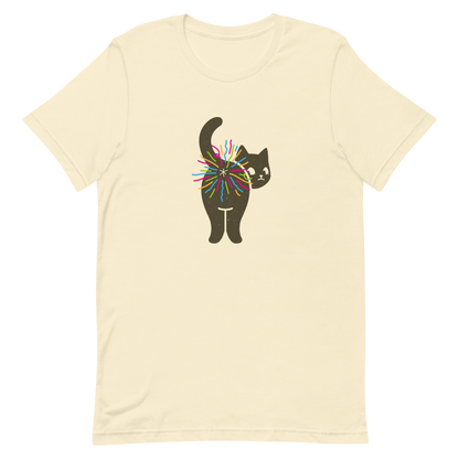 A black cat glances back while a rainbow bursts from its butt in a cheeky and colorful way. This artwork is a playful pun that turns a simple fart into a rainbow explosion of humor. Perfect for cat lovers, pun fans, and anyone who enjoys silly and quirky designs.
