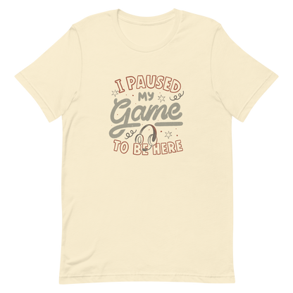 This design features the phrase “I Paused My Game To Be Here” in a bold vintage-style lettering with a headset illustration. It perfectly captures the eternal struggle between gaming and social life with a touch of humor. Ideal for gamers, streamers, and anyone who’d rather be playing.