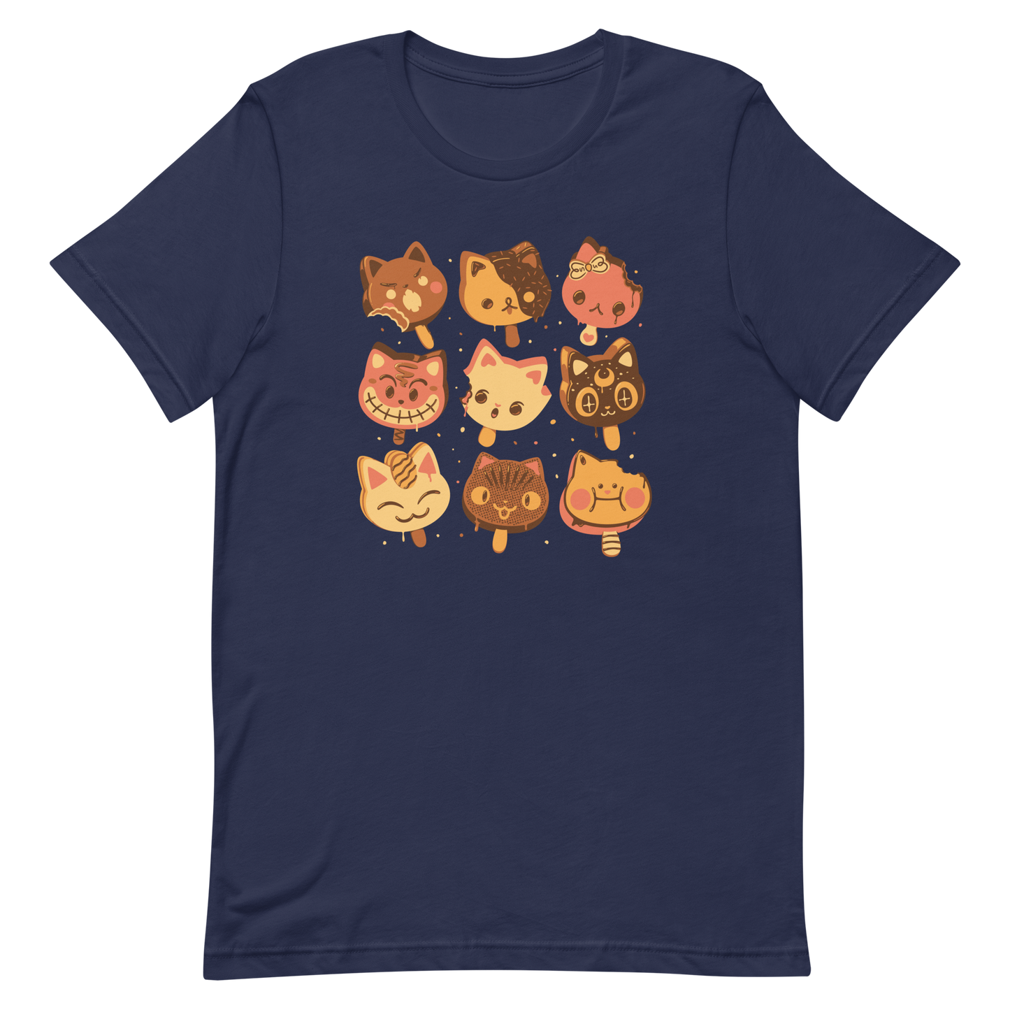 Nine kawaii-style popsicle cats, each with different expressions and toppings, blending cuteness and fun. This artwork combines the love of cats and sweets in an irresistible and creative design. Perfect for cat lovers and kawaii fans.