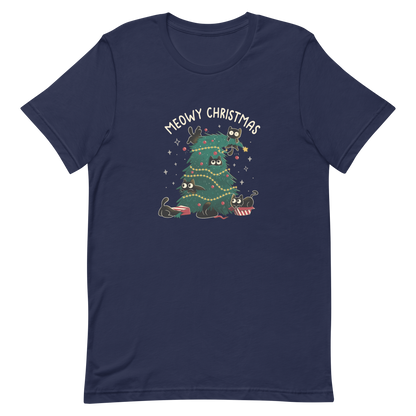 A Christmas tree full of black kittens hanging from it as if they were playing with it, an art that plays on how cats love Christmas trees. A perfect gift for anyone who loves Christmas and cats.