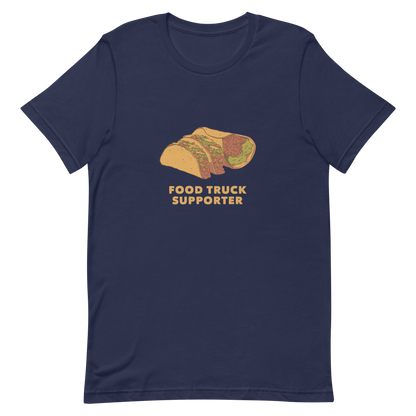 Two delicious tacos and a burrito with the phrase below "Food Truck Supporter". This design celebrates the love of street food and the joy of discovering amazing flavors on wheels. Perfect for Mexican food lovers, taco fans, and anyone who proudly supports local food trucks.