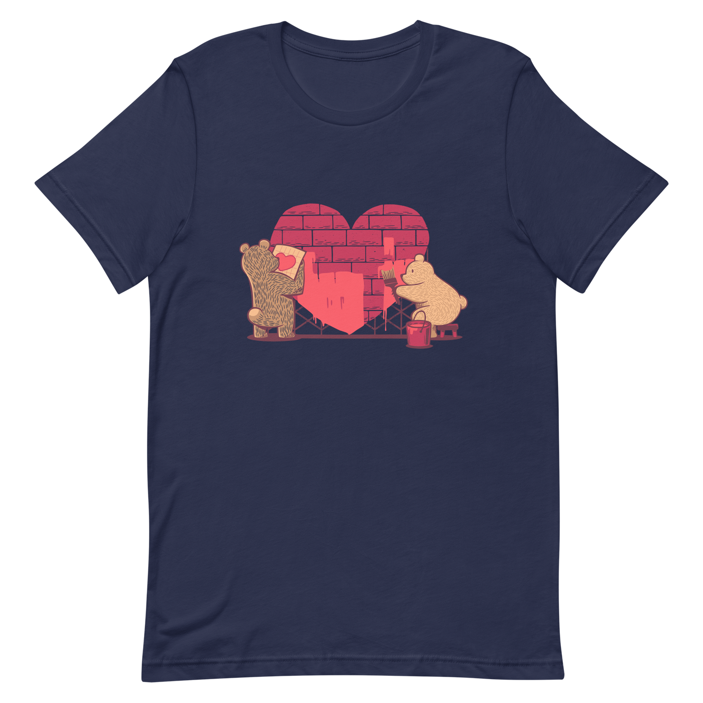 A cute illustration of two bears building and painting a heart, symbolising care, teamwork, and nurturing love. A sweet and playful design, perfect for Valentine’s Day and for anyone who believes love is something you create together.
